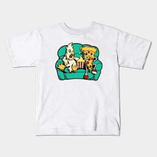 Chicken and pizza eat popcorn Kids T-Shirt